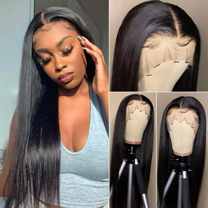 Amazon.com : Foreverlove 9A+ Straight Human Hair Wigs for Black Women Ear  to Ear 13x6 HD Transparent Lace Wigs for Black Women Human Hair 150%  Density Remy Hair Lace Frontal Wigs (22