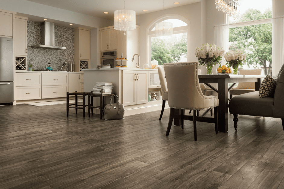 wood floor in dining room