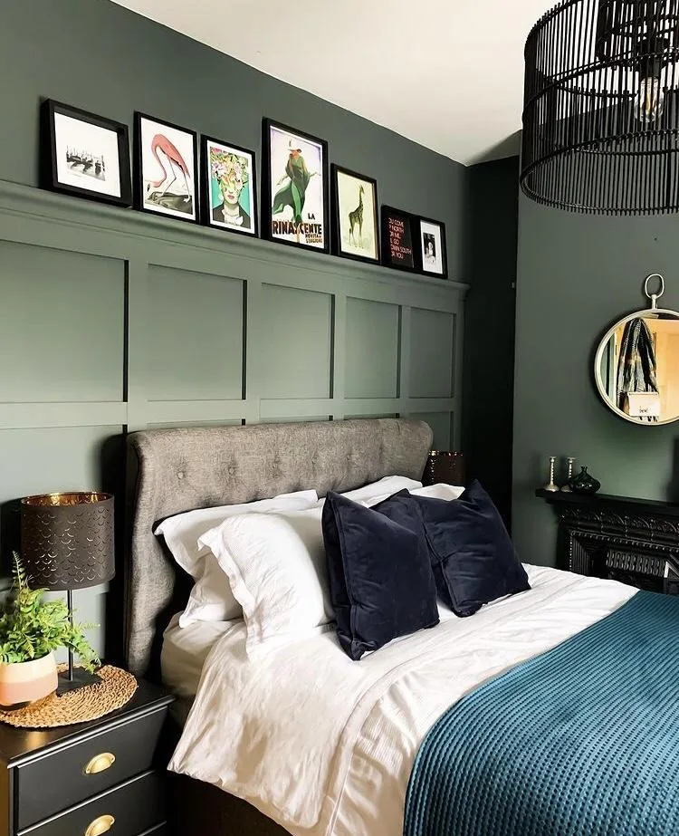 01-dark-green-wall-panel-deisgn-bedroom